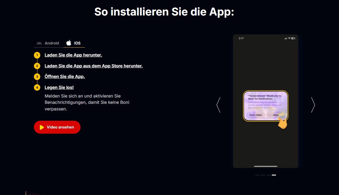 iOS-Mitteilungsabfrage mit Optionen zum Erlauben und Ablehnen
