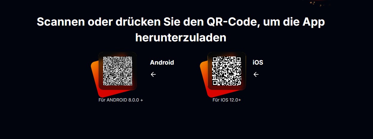 Getrennte QR-Codes für Android und iOS auf der Yep-Downloadseite