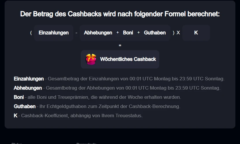 Cashback-Grafik mit Addition von Boni und Guthaben in der Berechnungsbasis