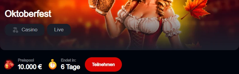 Oktoberfest-Turnierkarte mit 10.000 Euro Preispool und archivierter Restzeit